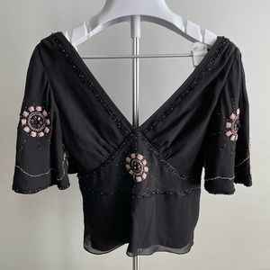 Temperley London Blouse with Bead and Stitching Details